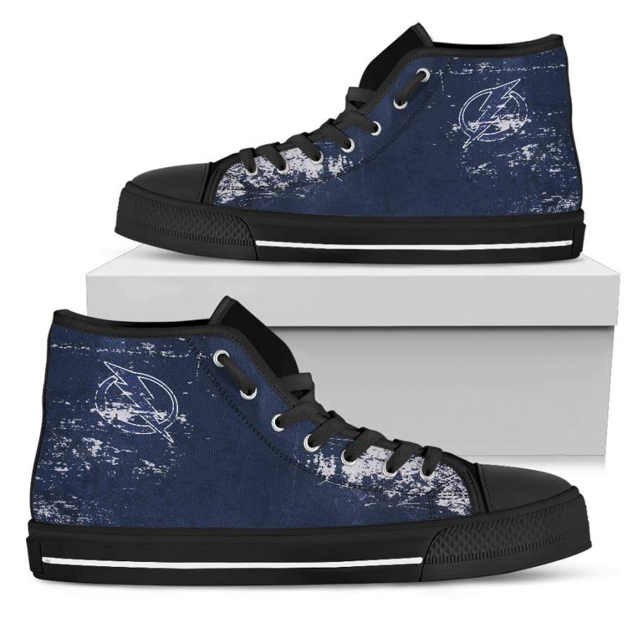 Grunge Vintage Logo Tampa Bay Lightning High Top Shoes