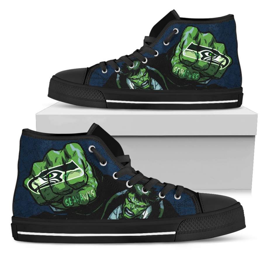 Hulk Punch Seattle Seahawks High Top Shoes