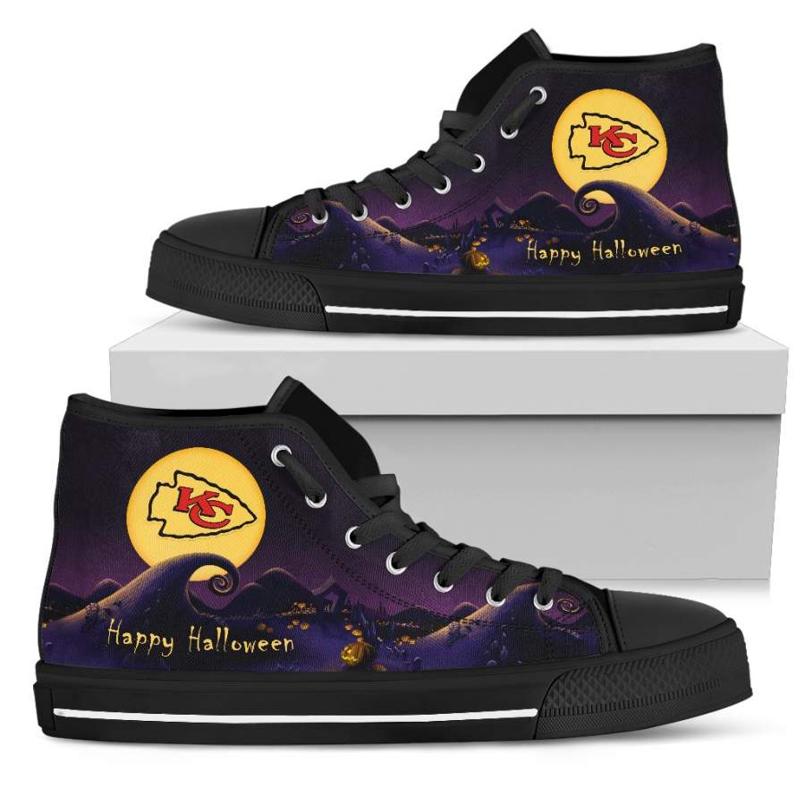 Before Christmas Nightmare Halloween Moonlight Kansas City Chiefs High Top Shoes