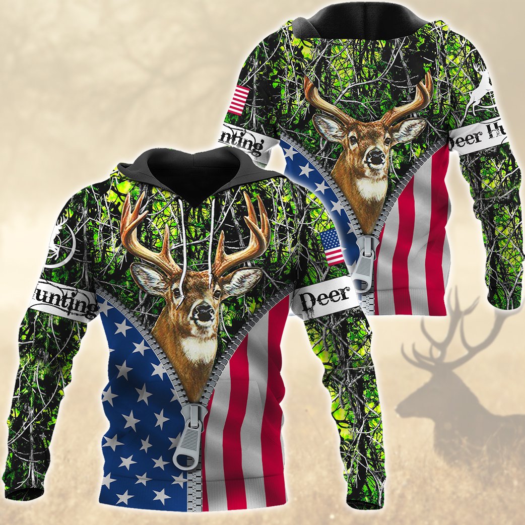 Deer Hunting Flag 3D All Over Print | Hoodie | Unisex | Full Size | Adult | Colorful | HT4876