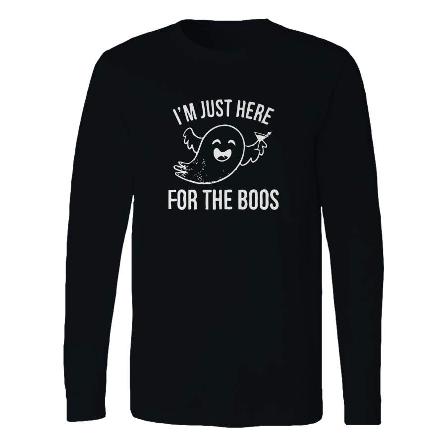 I’m Just Here For The Boos Nightmare Halloween Ghost Wine Long Sleeve T-Shirt Tee