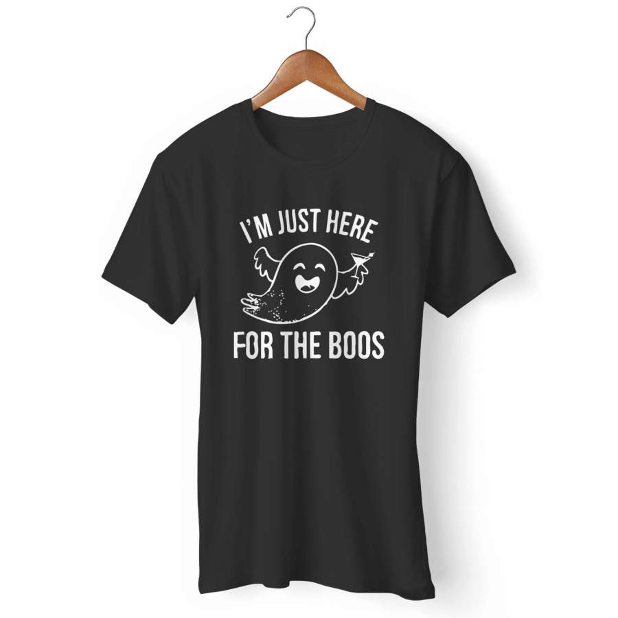 I’m Just Here For The Boos Nightmare Halloween Ghost Wine Gildan Man’s T-Shirt