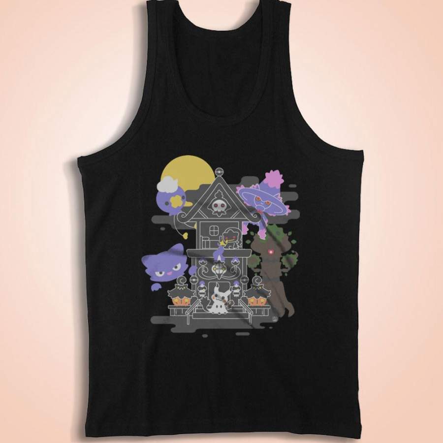 House Of Ghost Pokemon Trevenant Pumpkaboo Chandelure Litwick Mimikyu Men’S Tank Top