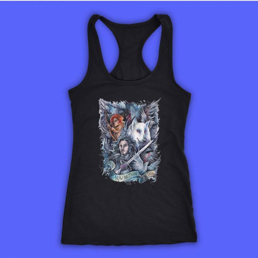 Game Of Thrones Got Jon Snow Direwolf Ghost Ygritte You Know Women’S Tank Top Racerback