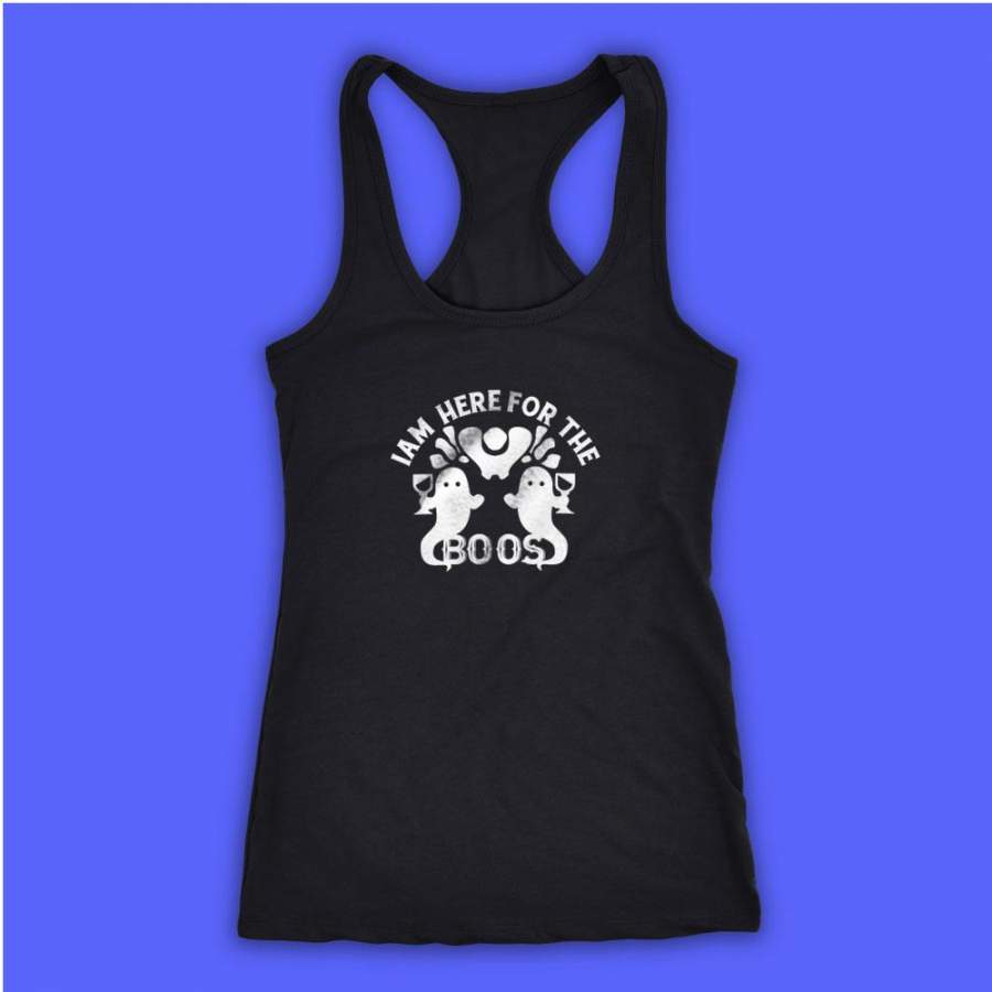 I’M Here For The Boos With Twin Ghosts Halloween Costume Halloween Party Women’S Tank Top Racerback