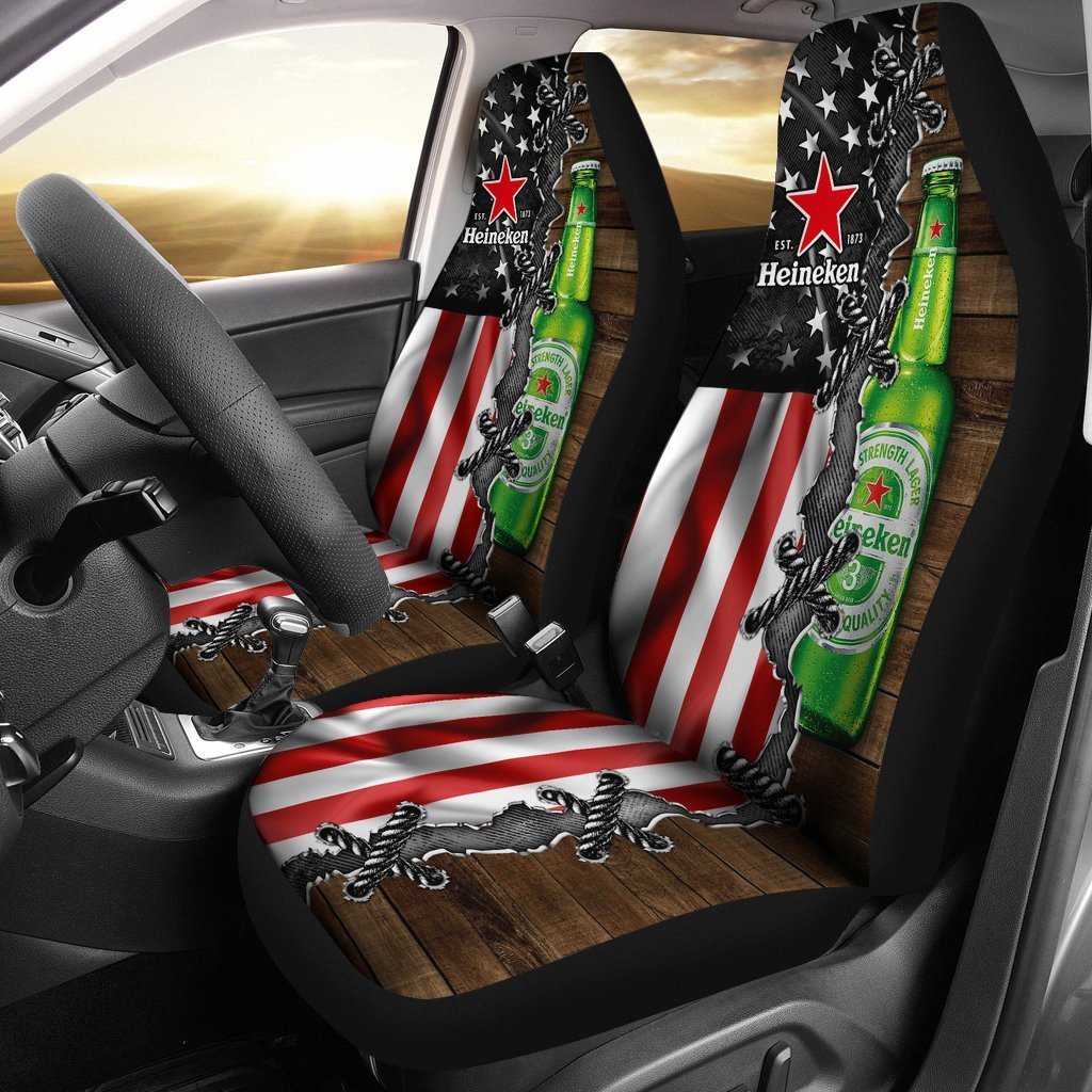 Heineken Car Seat Covers American Flag Beer Lover