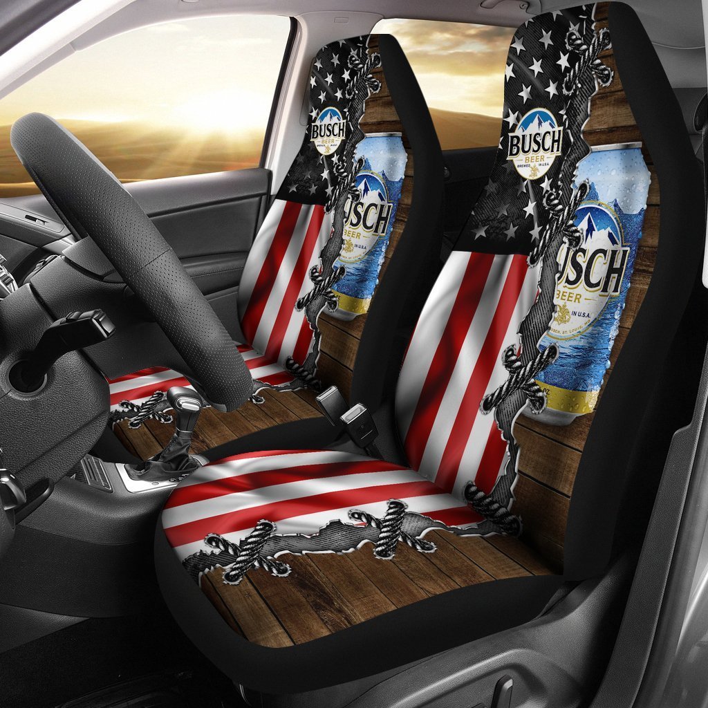 Busch Car Seat Covers Beer American Flag Gift Idea