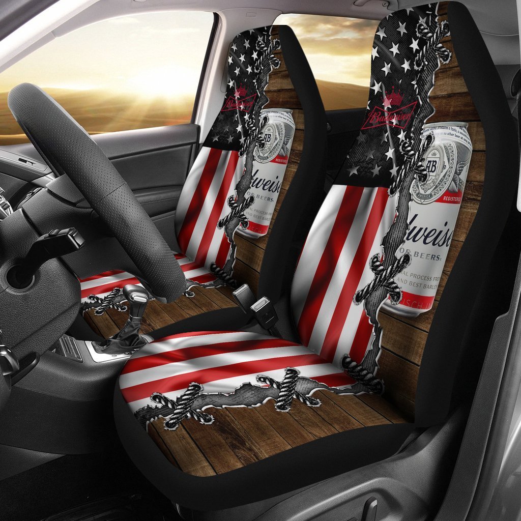 Budweiser Car Seat Covers American Flag Beer Lover