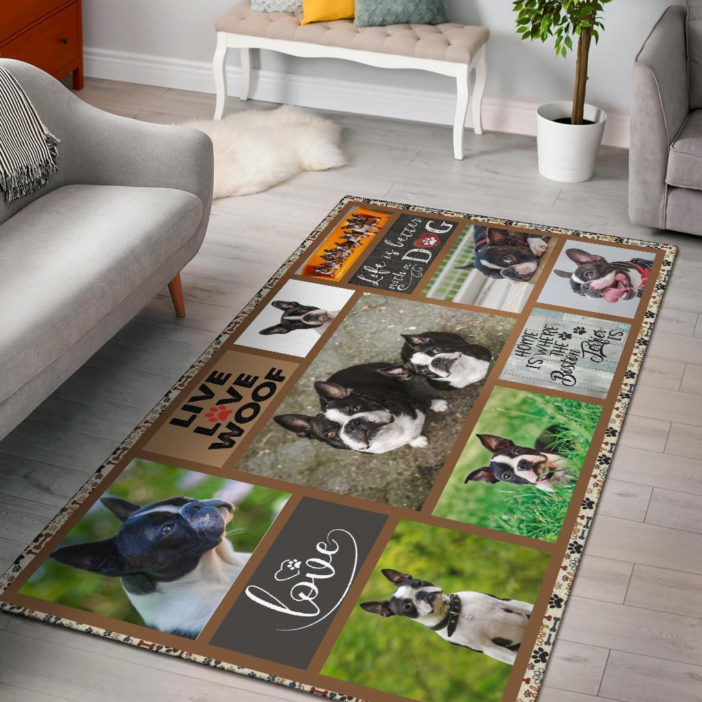 Boston Terrier Rug Area Funny Dog Collection Carpet Gift Idea DD04