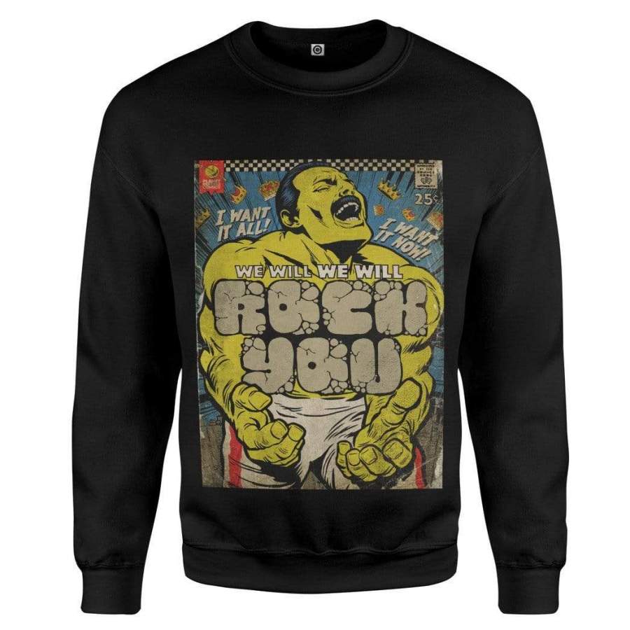 Gearhuman 3D Freddie Mercury We Will Rock You Vintage Comic Book Covers Custom Sweatshirt Apparel