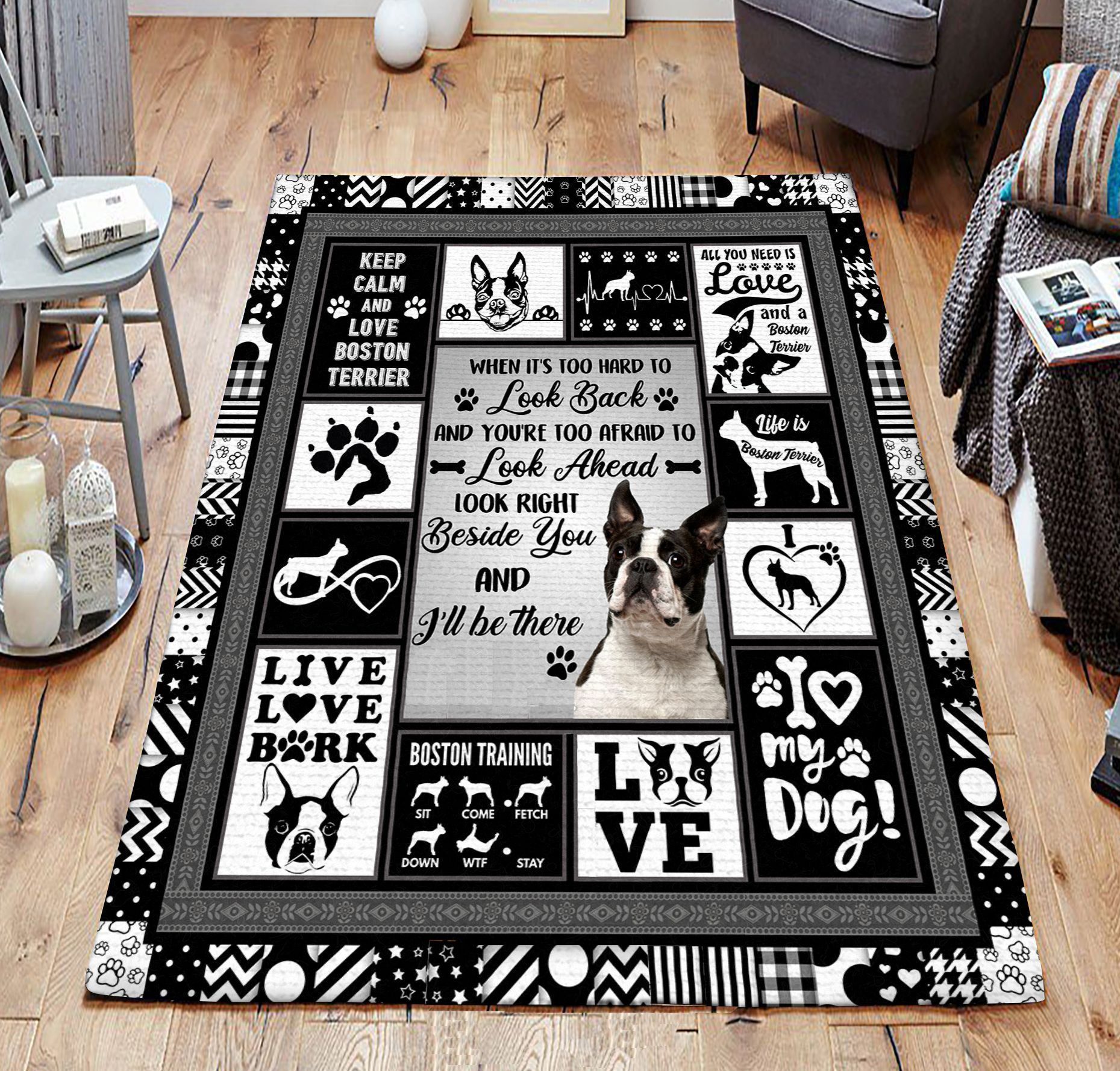 Boston Terrier TQV030795 BE TD7 Rug