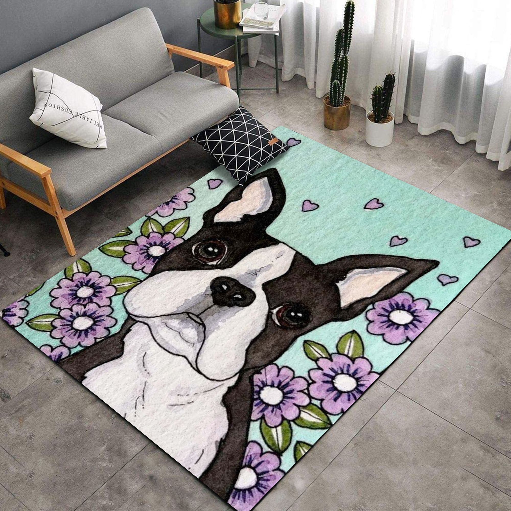 Boston Terrier TQV030795 BG TH2 Rug