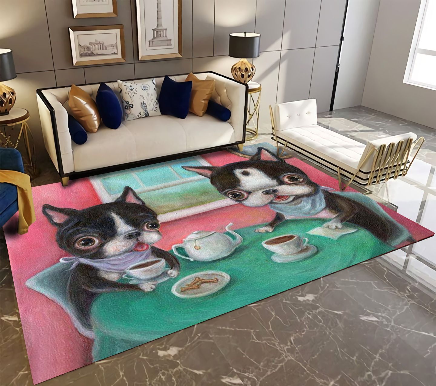 Boston Terrier TQV030795 BG TH3 Rug