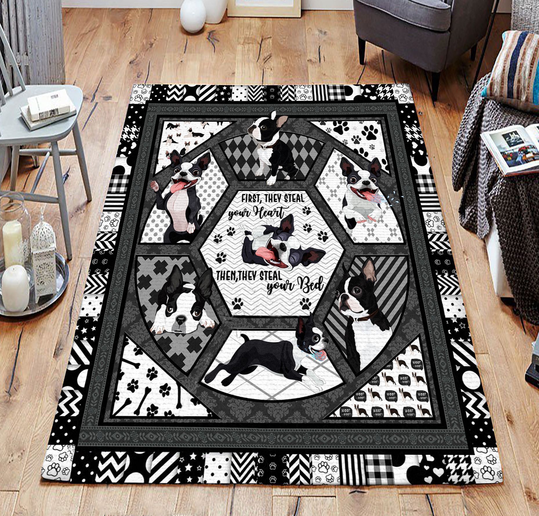 Boston Terrier TQV030795 BE TA2 Rug