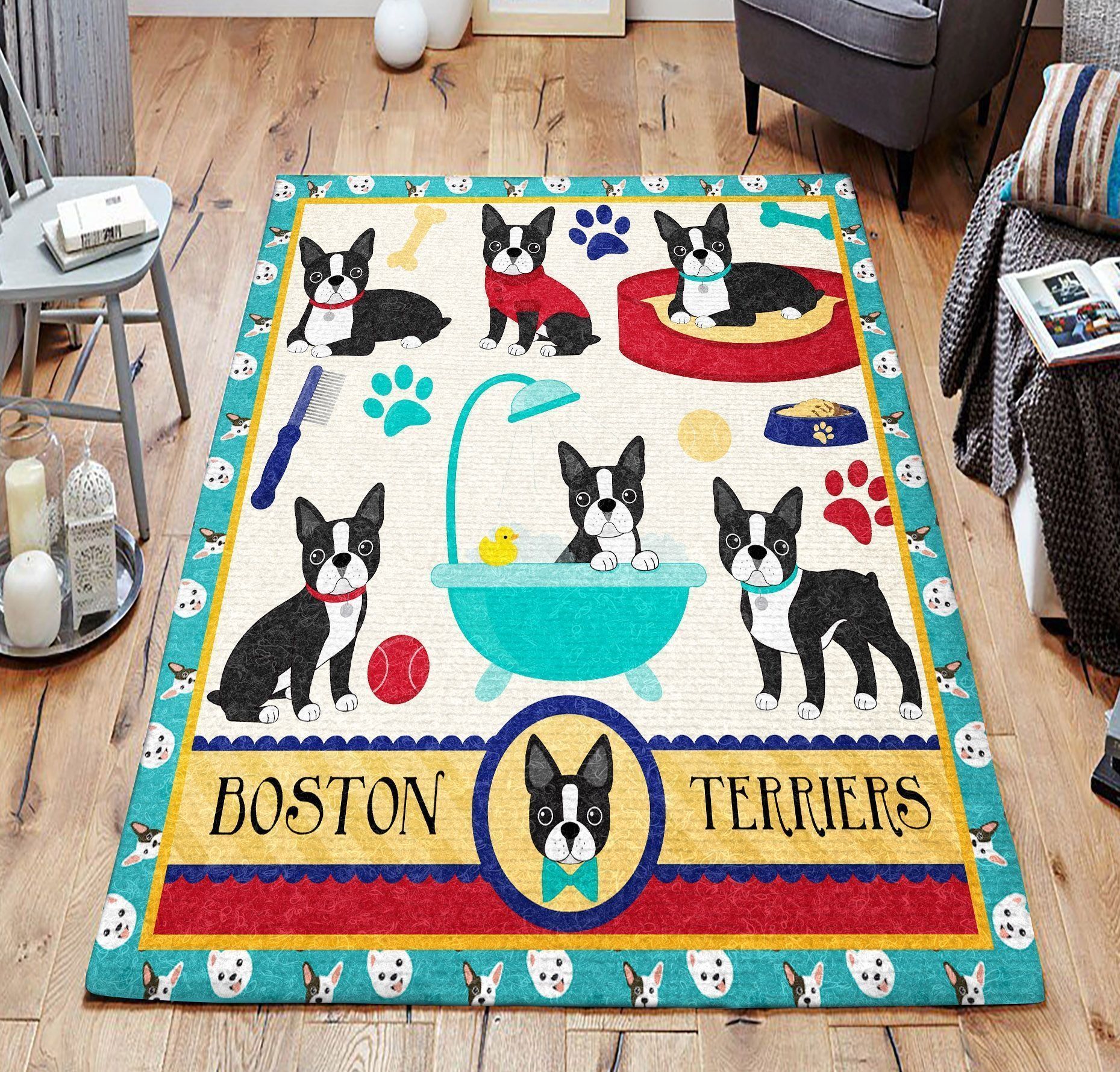 Boston Terrier TQV030795 BG TT1 Rug