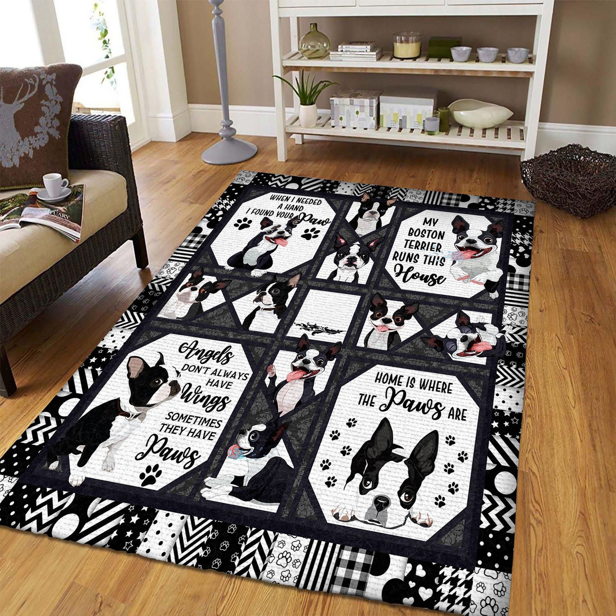 Boston Terrier TQV030795 BE TH1 Rug