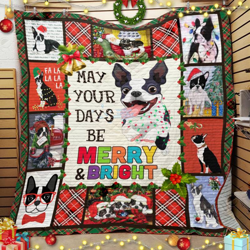 Boston Terrier Dog Christmas Quilt – V111002