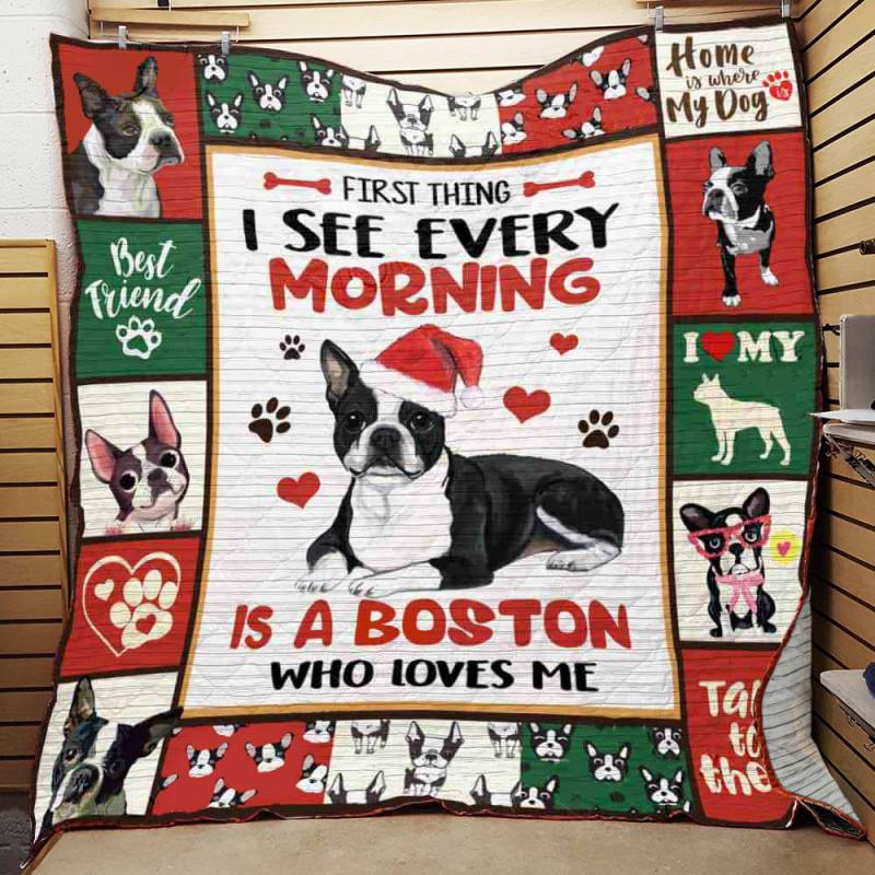 Boston Terrier Dog Christmas Quilt BT151159