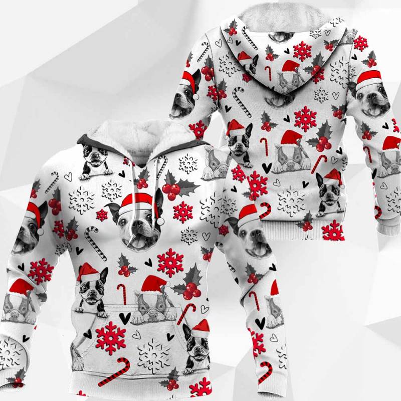 Boston Terrier ?C Christmas Dog All Over Printed Hoodie – PU221115