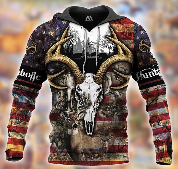 Hunting – Huntaholic Flag 3D All Over Print | Hoodie | Unisex | Full Size | Adult | Colorful | HT5078