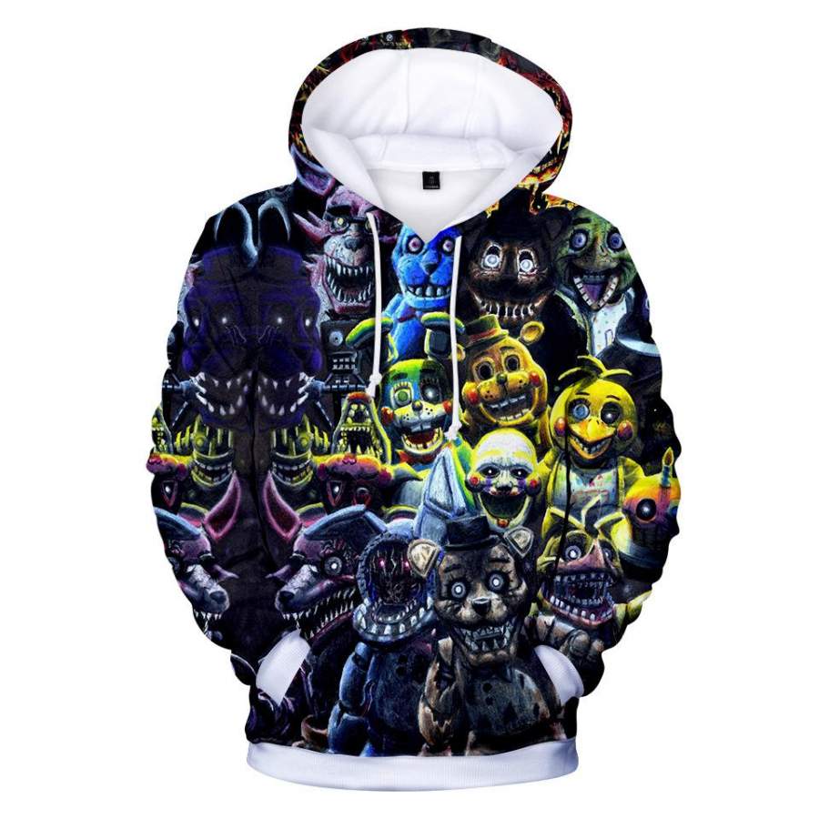 Five Nights at Freddy Hooded Loose Sweatshirt Adult Print Fashion Fleece Catching Pullover