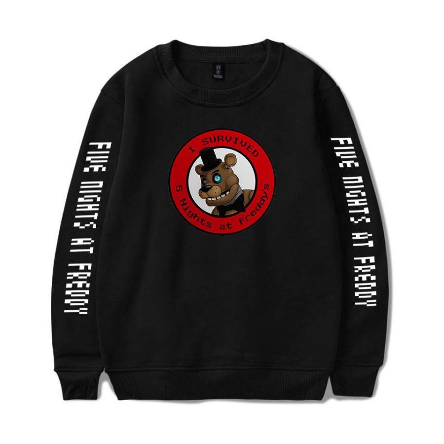 Five Nights at Freddy Print Long Sleeve Crew-neck Pullover Adult Cozy Unisex Sweatshirt