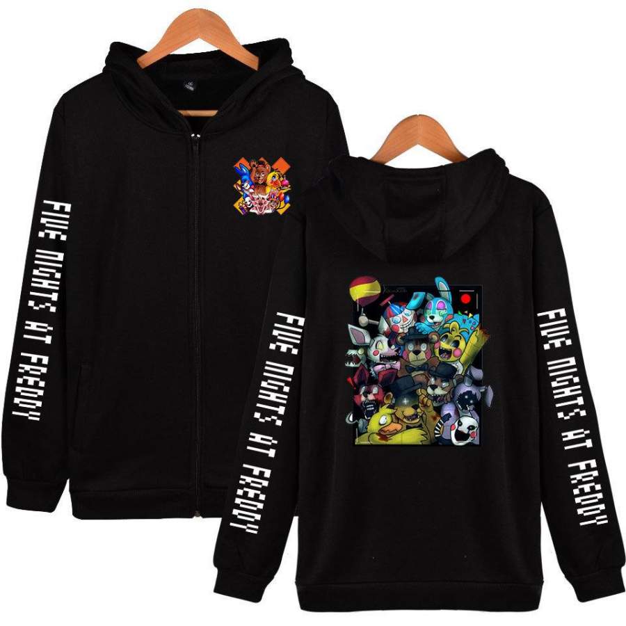 Five Nights at Freddy Print Adult Fashion Zip Sweatshirt Cozy Lovers Hoodie