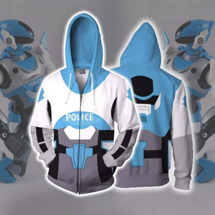 2019 Adult Cybercop Blue Hoodies Mercury Zip Up Hoodie