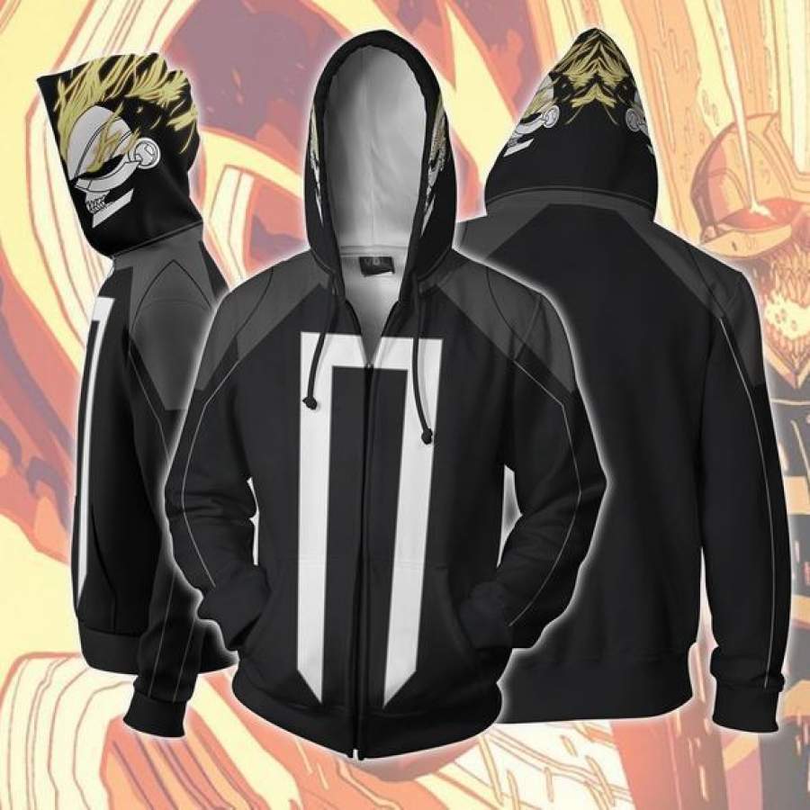 Ghost Rider Cosplay Zip Up Hoodie Sweatshirts with Pockets