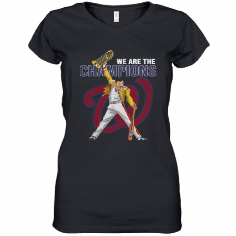 Freddie Mercury Nationals World We Are The Champions Women's V-Neck T-Shirt