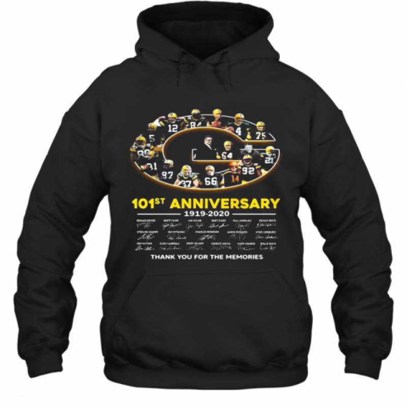 Green Bay Packer 101St Anniversary 1919 2020 Thank You For The Memories Signatures Hoodie