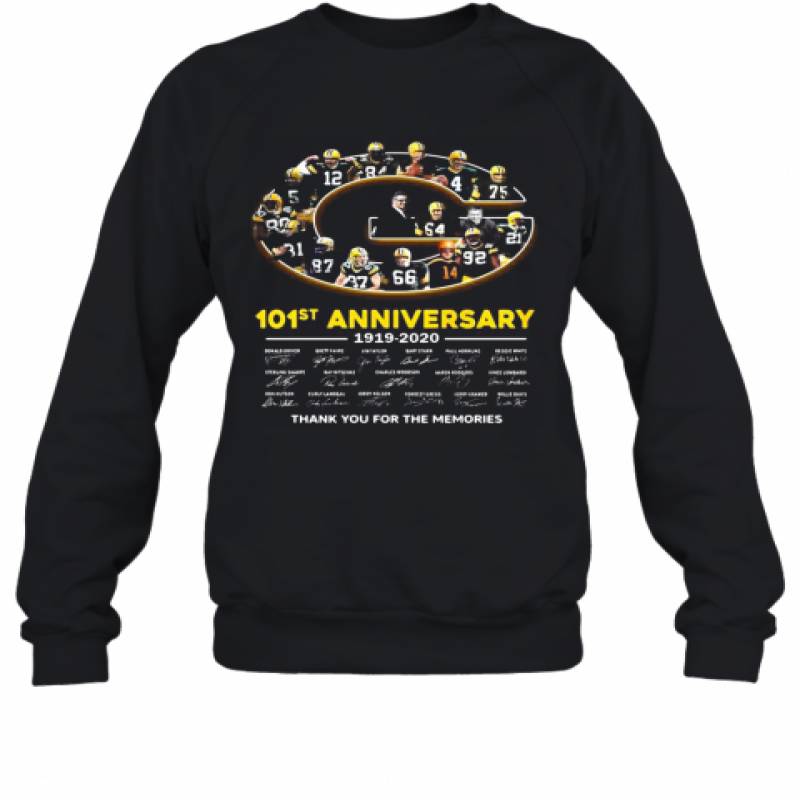 Green Bay Packer 101St Anniversary 1919 2020 Thank You For The Memories Signatures Sweatshirt