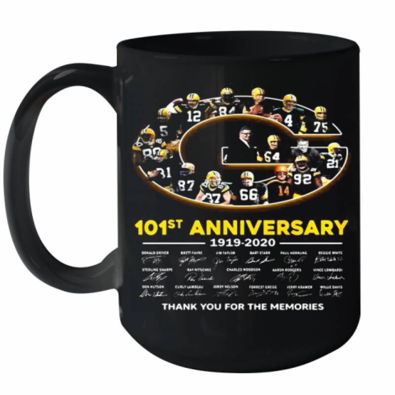 Green Bay Packer 101St Anniversary 1919 2020 Thank You For The Memories Signatures Ceramic Mug 15oz