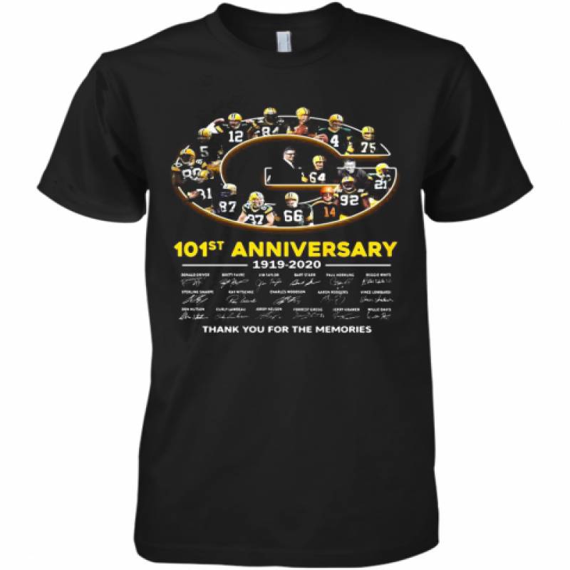 Green Bay Packer 101St Anniversary 1919 2020 Thank You For The Memories Signatures Premium Men's T-Shirt