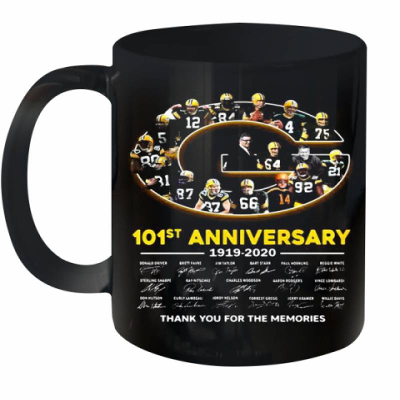 Green Bay Packer 101St Anniversary 1919 2020 Thank You For The Memories Signatures Ceramic Mug 11oz