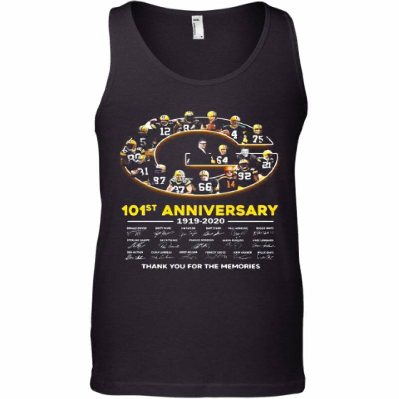 Green Bay Packer 101St Anniversary 1919 2020 Thank You For The Memories Signatures Tank Top