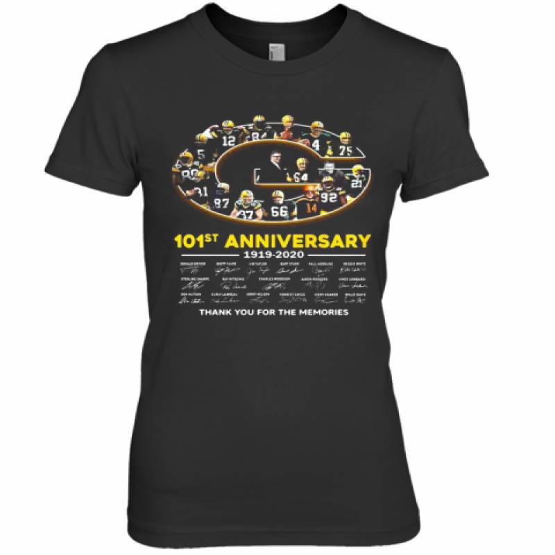 Green Bay Packer 101St Anniversary 1919 2020 Thank You For The Memories Signatures Premium Women's T-Shirt