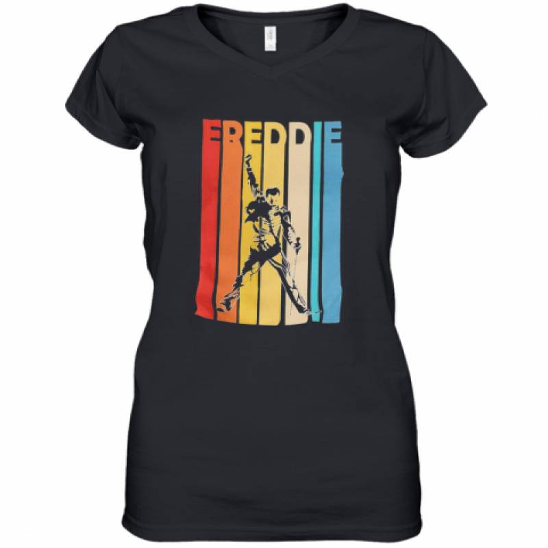 Freddie Mercury Vintage Retro Women's V-Neck T-Shirt