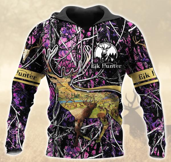 Elk Hunting Purple 3D All Over Print | Hoodie | Unisex | Full Size | Adult | Colorful | HT5155