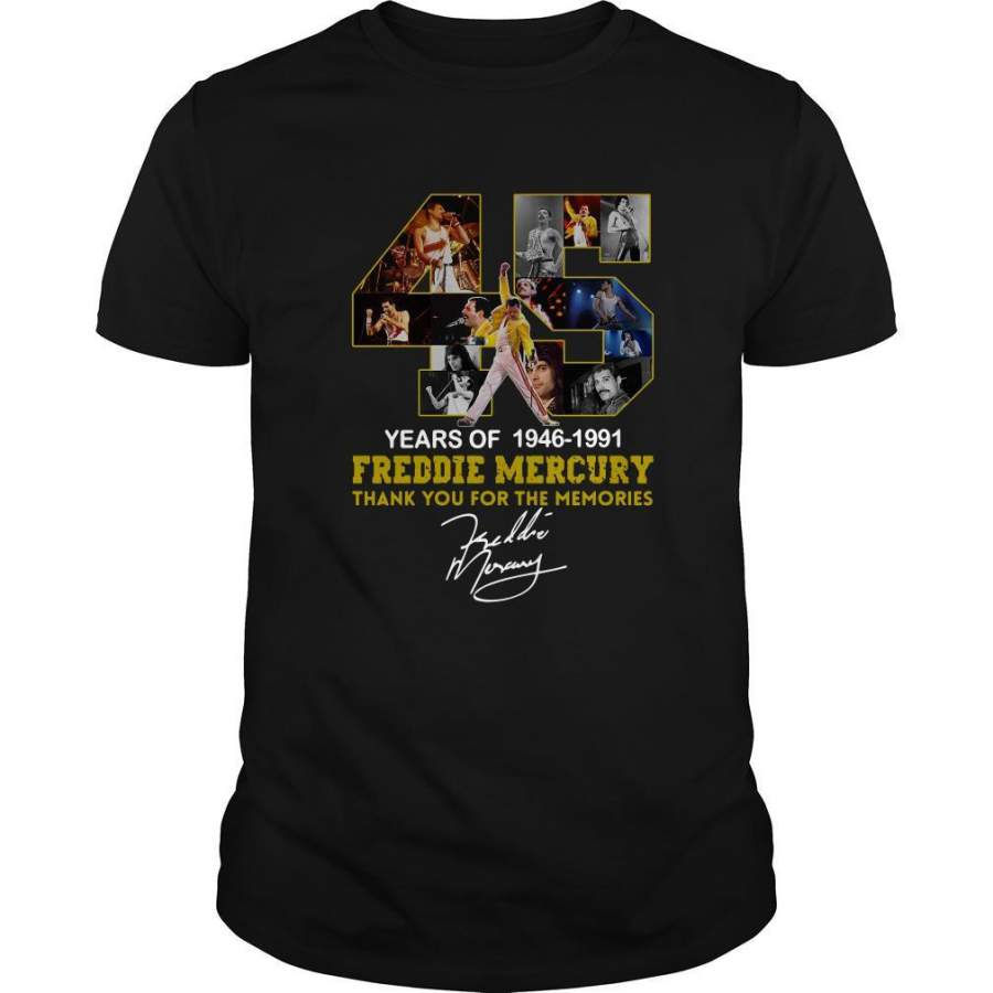 45 years freddie mercury 1964 1991 thank memories shirt