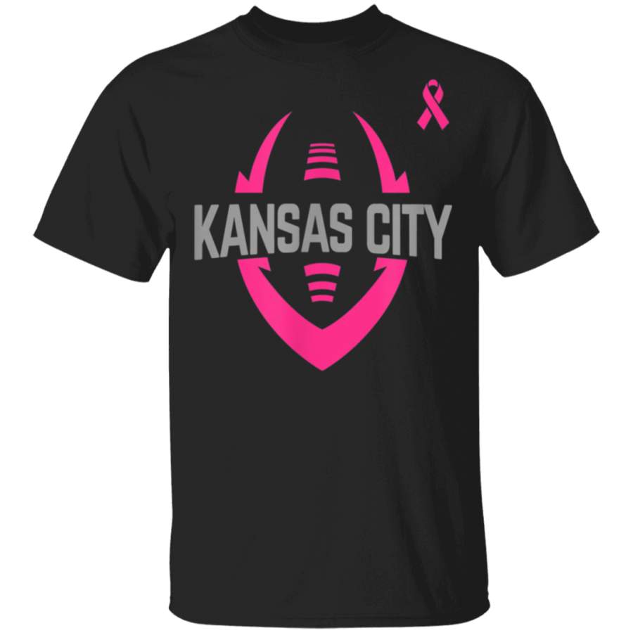 Football Breast Cancer Pink Ribbon Kansas City TShirt G500 5.3 oz. T-Shirt