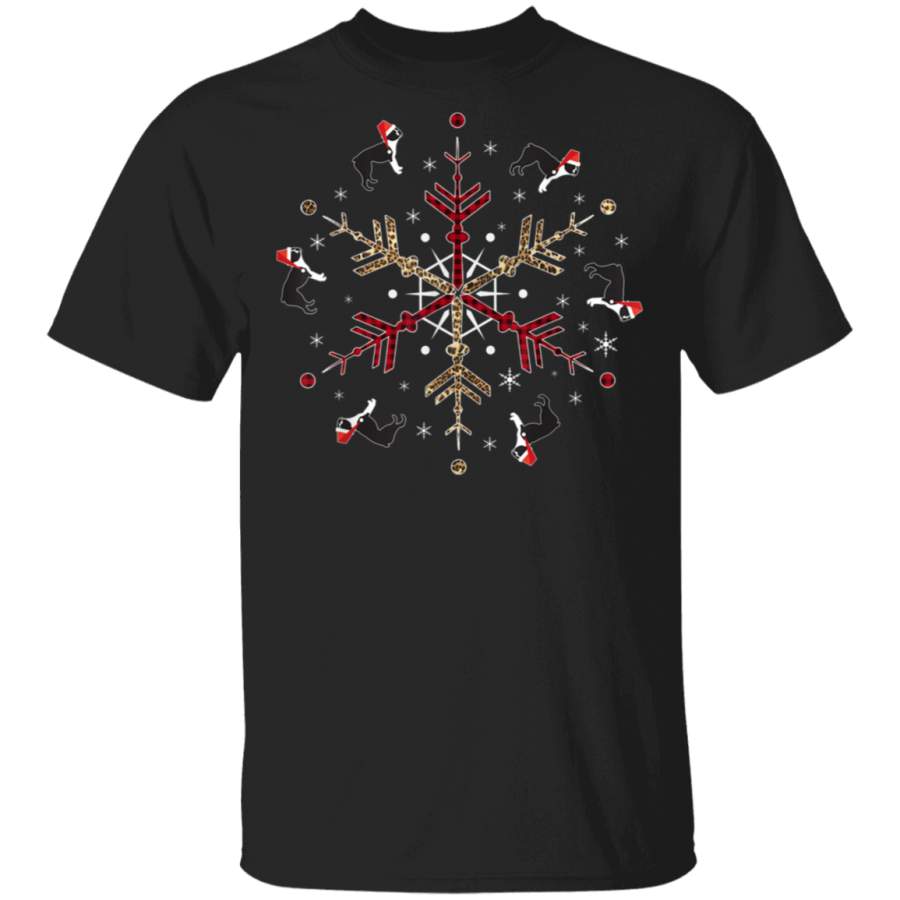 Boston Terrier Snowflakes Costume Matching Christmas Party Shirt G500 Gildan 5.3 oz. T-Shirt