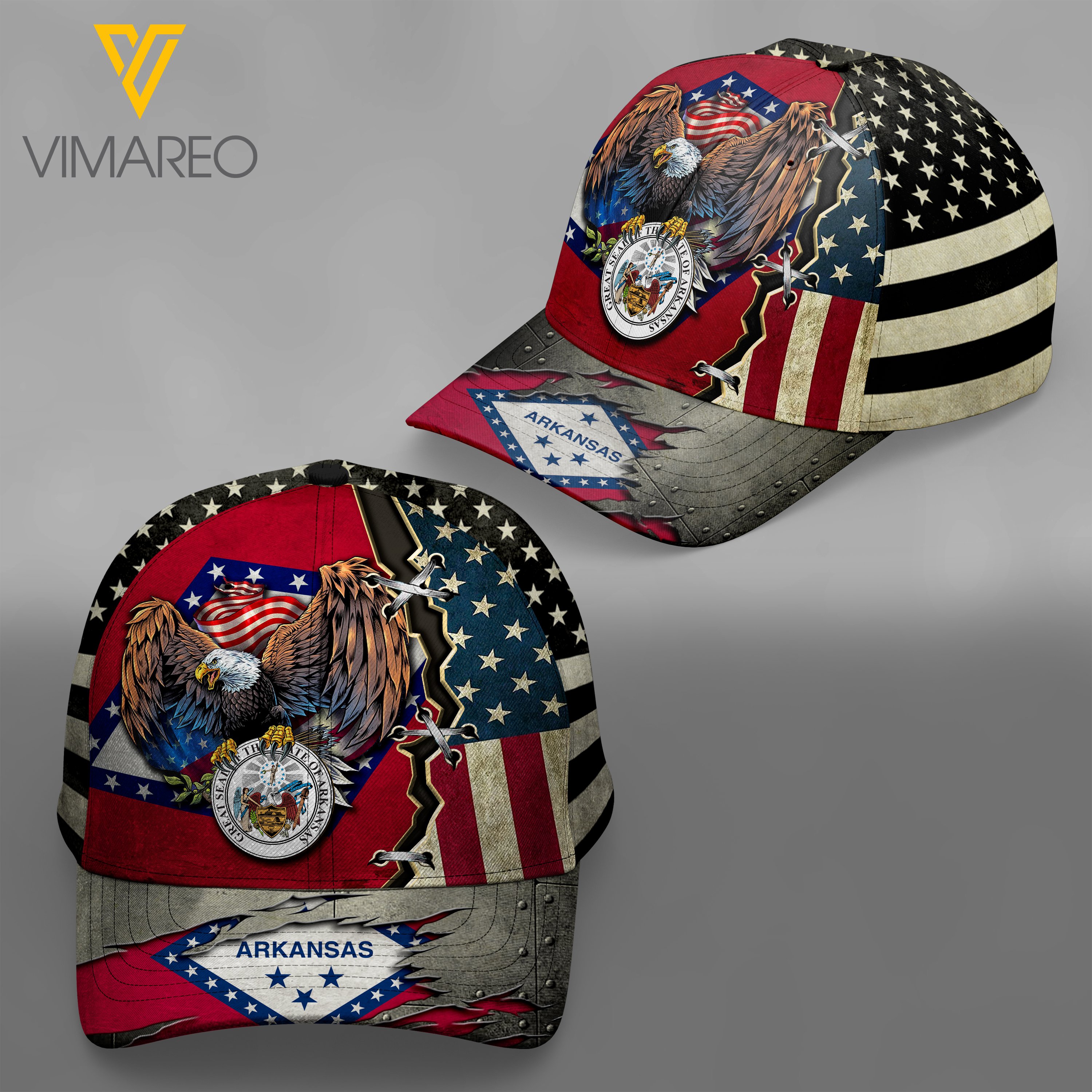 Arkansas Peaked Cap 3D Tl103 Flag