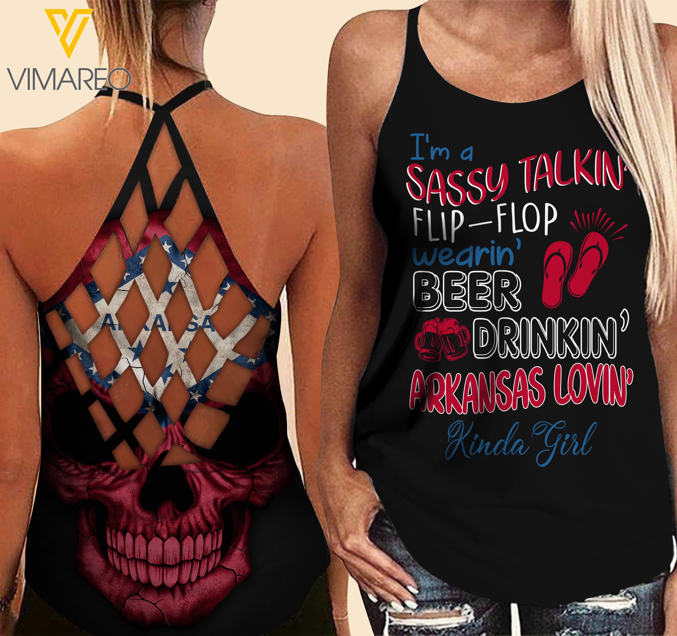 Arkansas Lovein’ Kinda Girl-Criss-Cross Open Back Camisole Tank Top