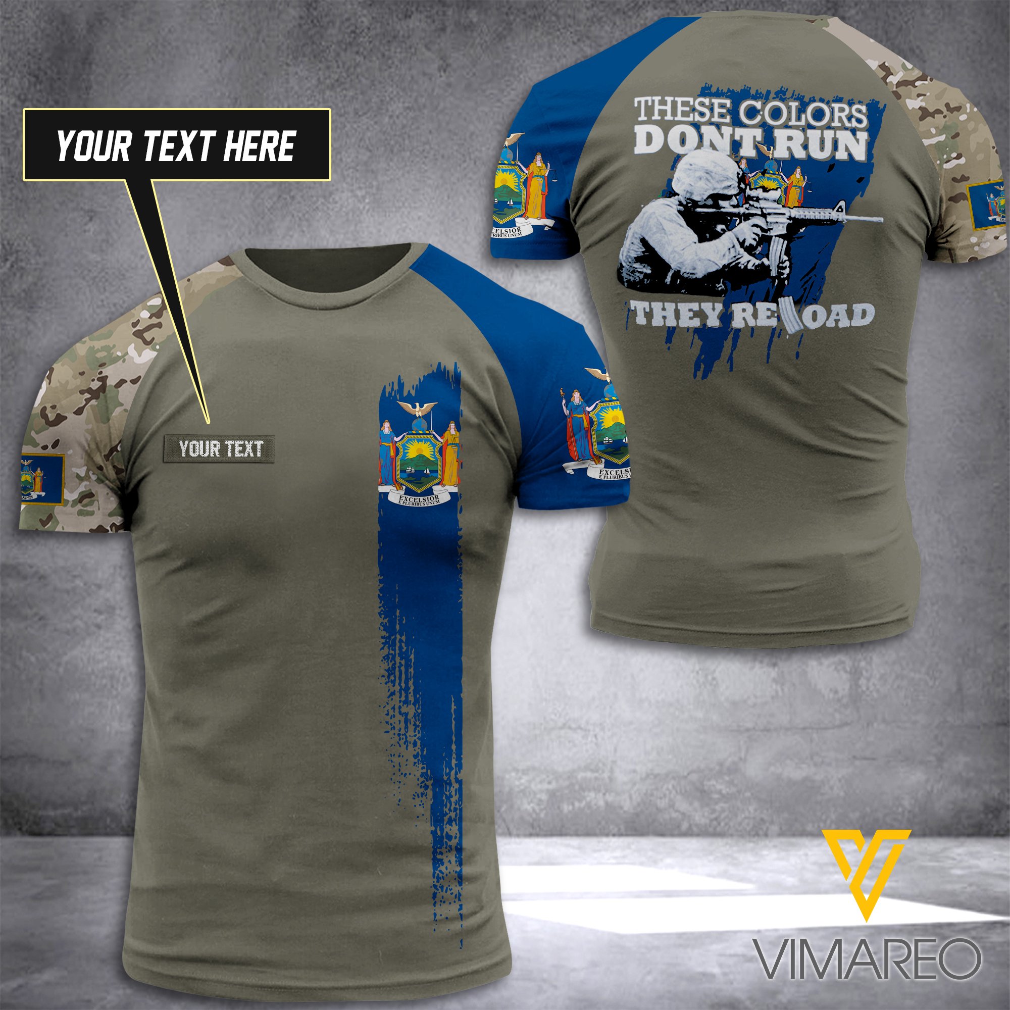 Customized These Colors Reload New York Army T Shirt 3D Printed