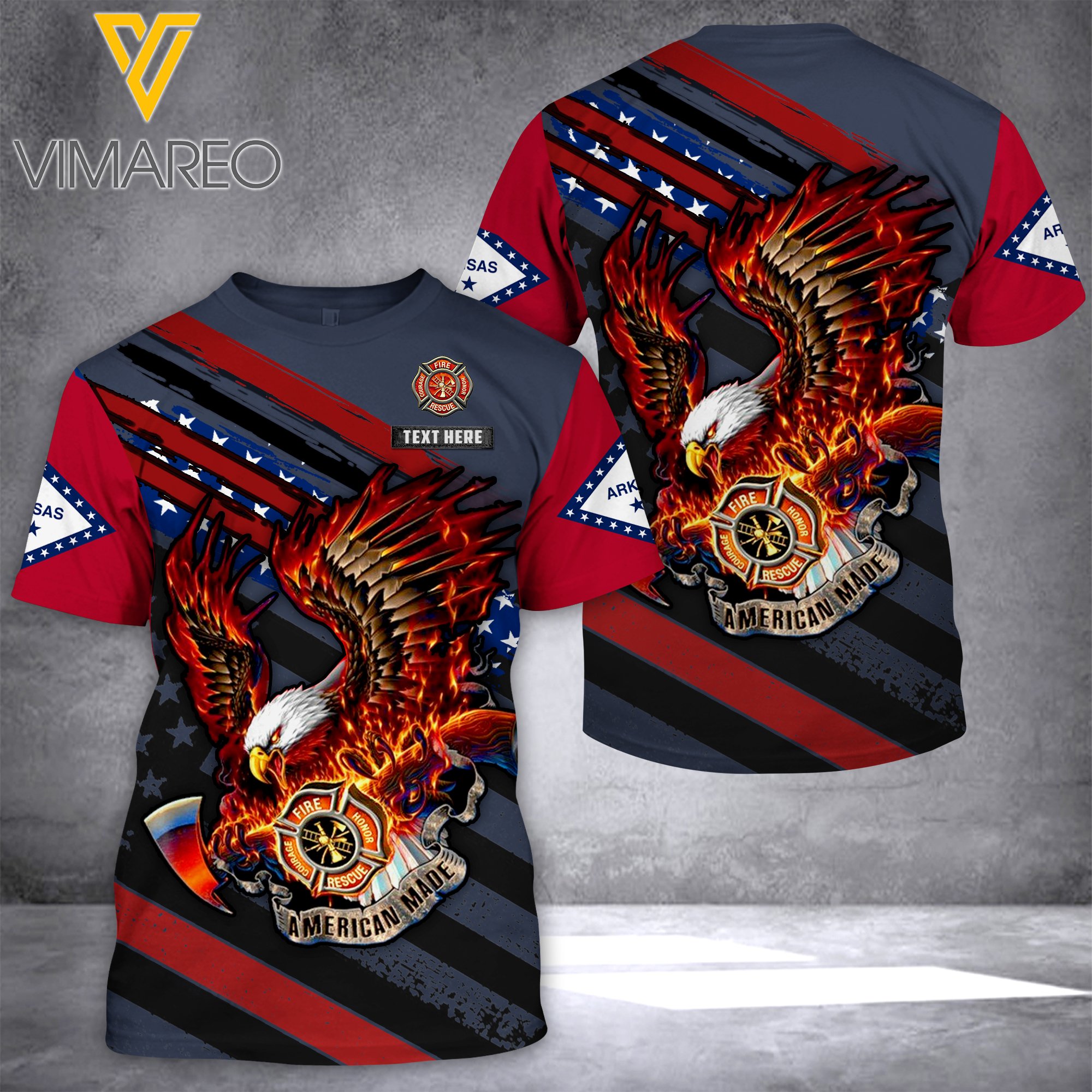 Customized Arkansas Firefighter 3D Printed Combat Shirt Ezq0207