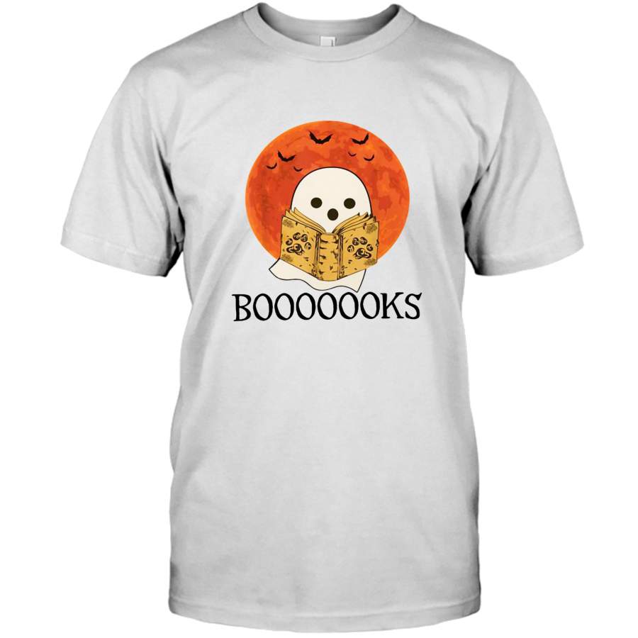 Halloween booooooks ghost reading books sunset tee shirt