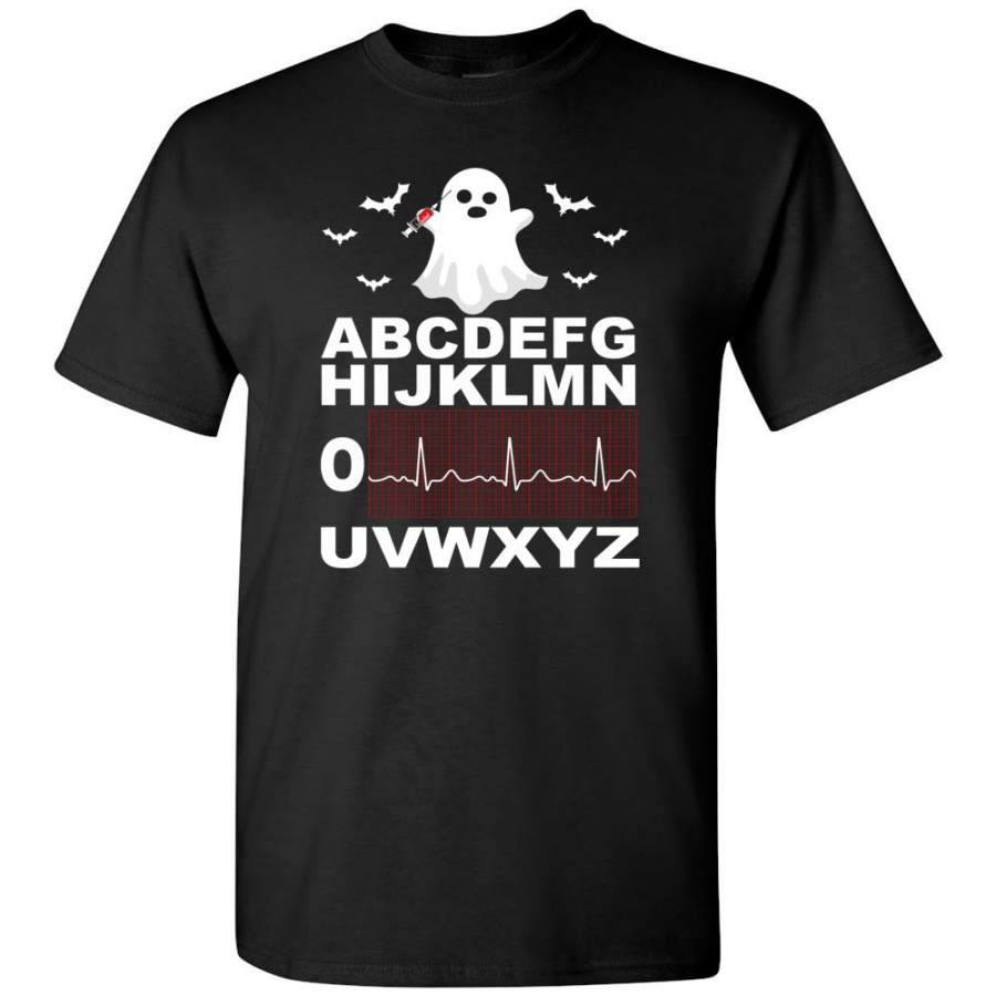 Ghost Boo PQRST Nurse Alphabet Heartbeat Halloween Gift T Shirt