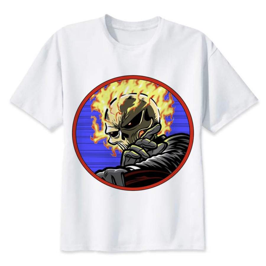 Ghost Rider print casual o-neck t shirts fashion men’s tops T-shirt short sleeve men