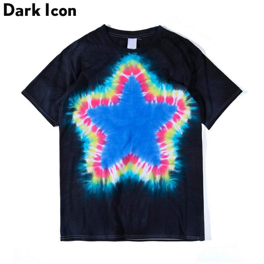 Five Star Tie Dyeing Crew Neck Men’s T-shirt Short Sleeve Summer Casual T shirt for Men Tee Shirts Man Clothing